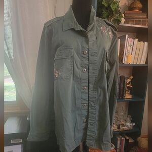 Love & Legend plus size 14 military green jacket